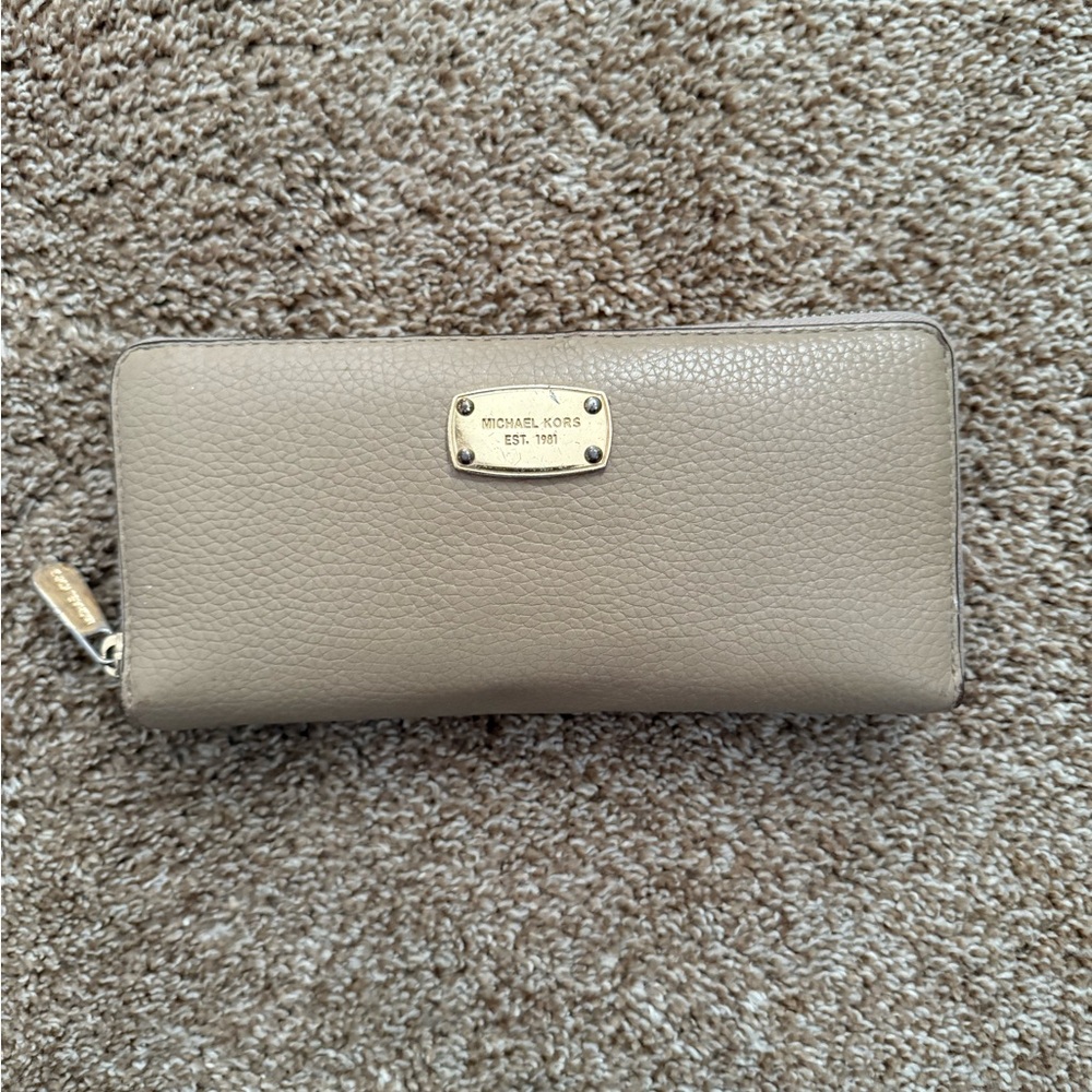 Michael Kors Taupe full size Leather Wallet